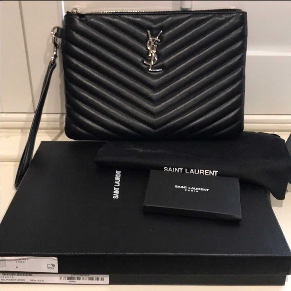YSL Black Monogram Matelasse Pouch